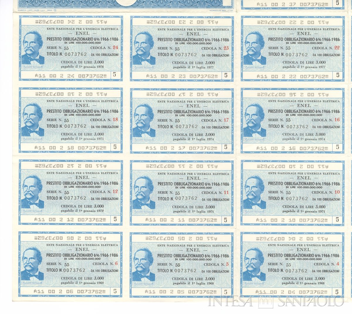 ENEL Ente nazionale per l'energia elettrica, certificati obbligazionari al portatore - recto b