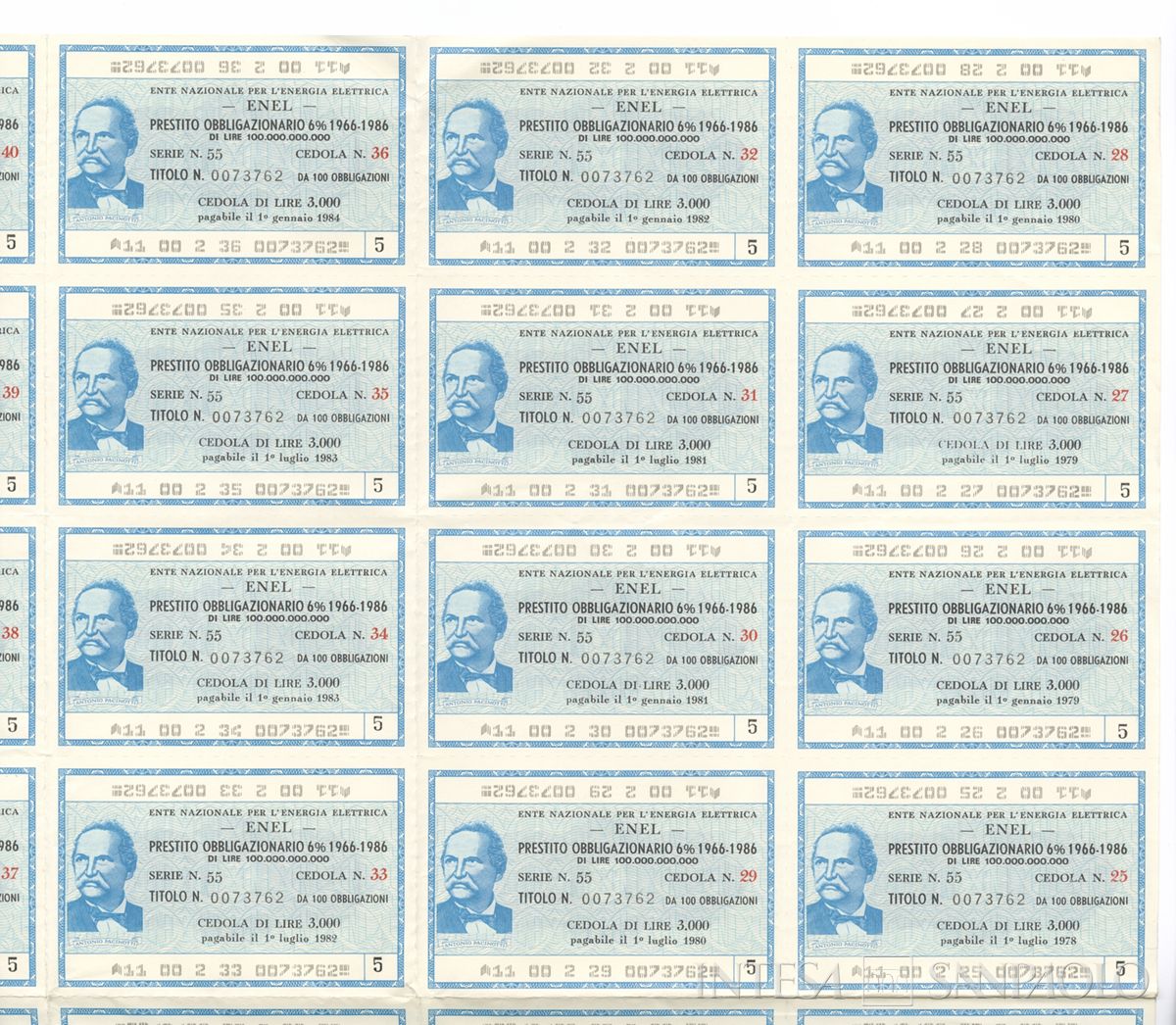 ENEL Ente nazionale per l'energia elettrica, certificati obbligazionari al portatore - recto b