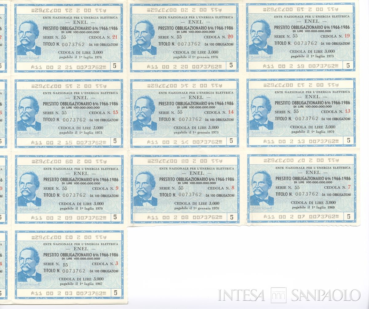 ENEL Ente nazionale per l'energia elettrica, certificati obbligazionari al portatore - recto b