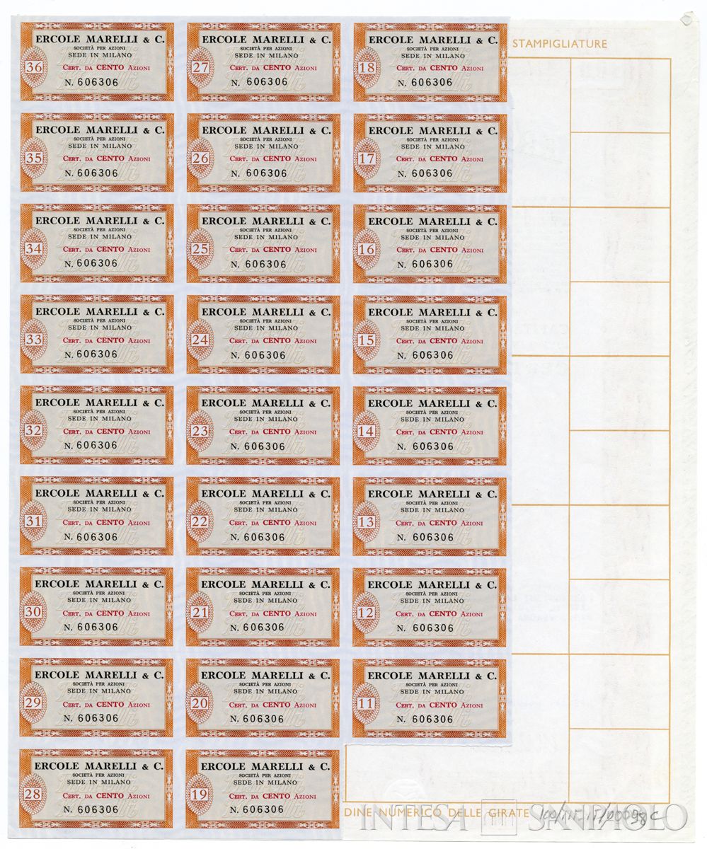 Ercole Marelli & C. SpA, certificati azionari nominativi - recto c