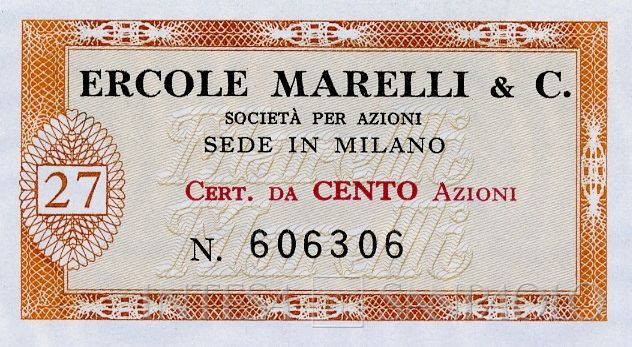Ercole Marelli & C. SpA, certificati azionari nominativi - dettaglio c