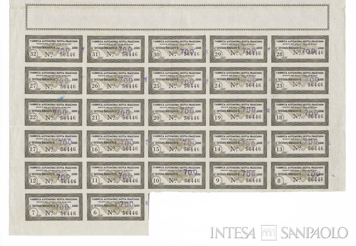 Fabbrica automobili Isotta Fraschini SpA, certificati azionari nominativi - recto b