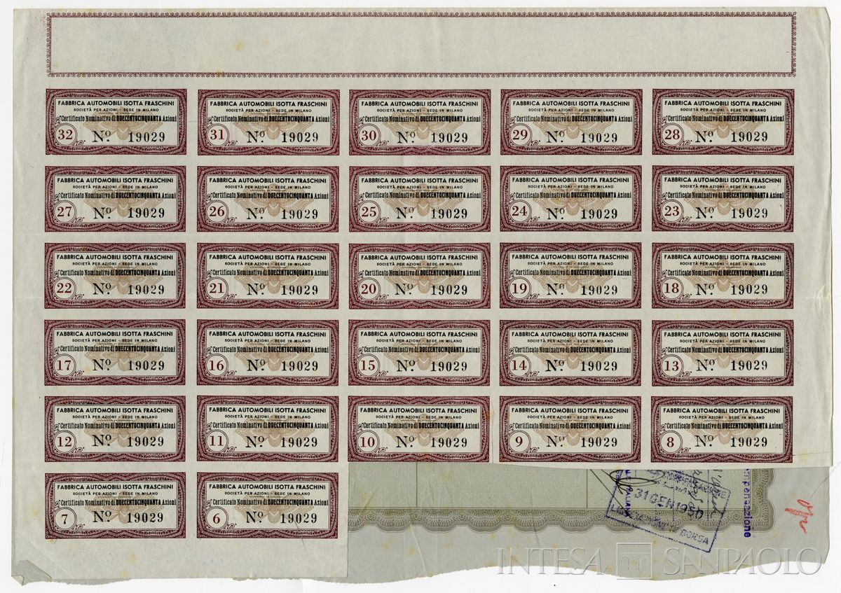 Fabbrica automobili Isotta Fraschini SpA, certificati azionari nominativi - recto b