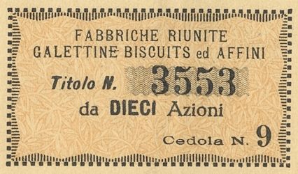 Fabbriche Riunite Galettine Biscuits ed Affini SA, certificati azionari al portatore - dettaglio a