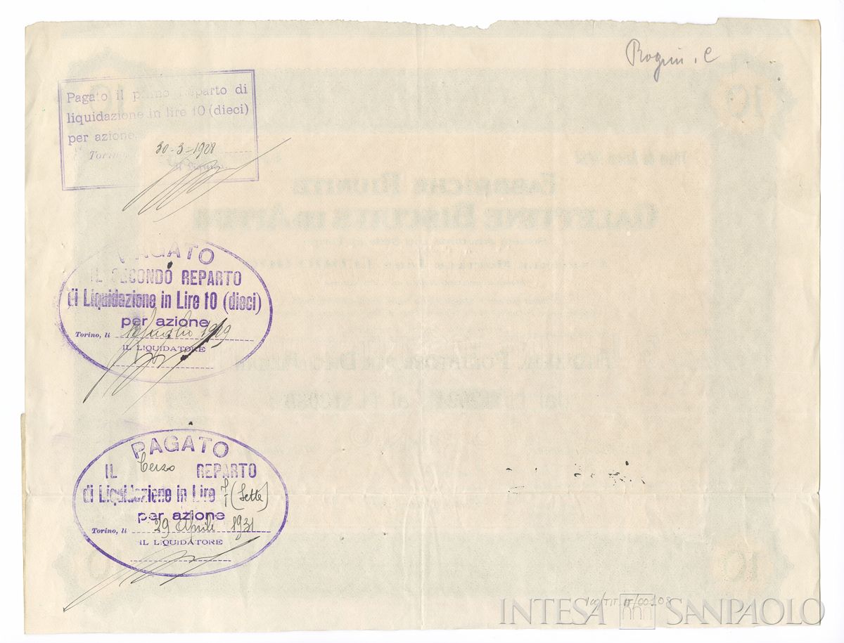 Fabbriche Riunite Galettine Biscuits ed Affini SA, certificati azionari al portatore - verso a