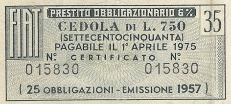 FIAT SpA, certificati obbligazionari al portatore - dettaglio a