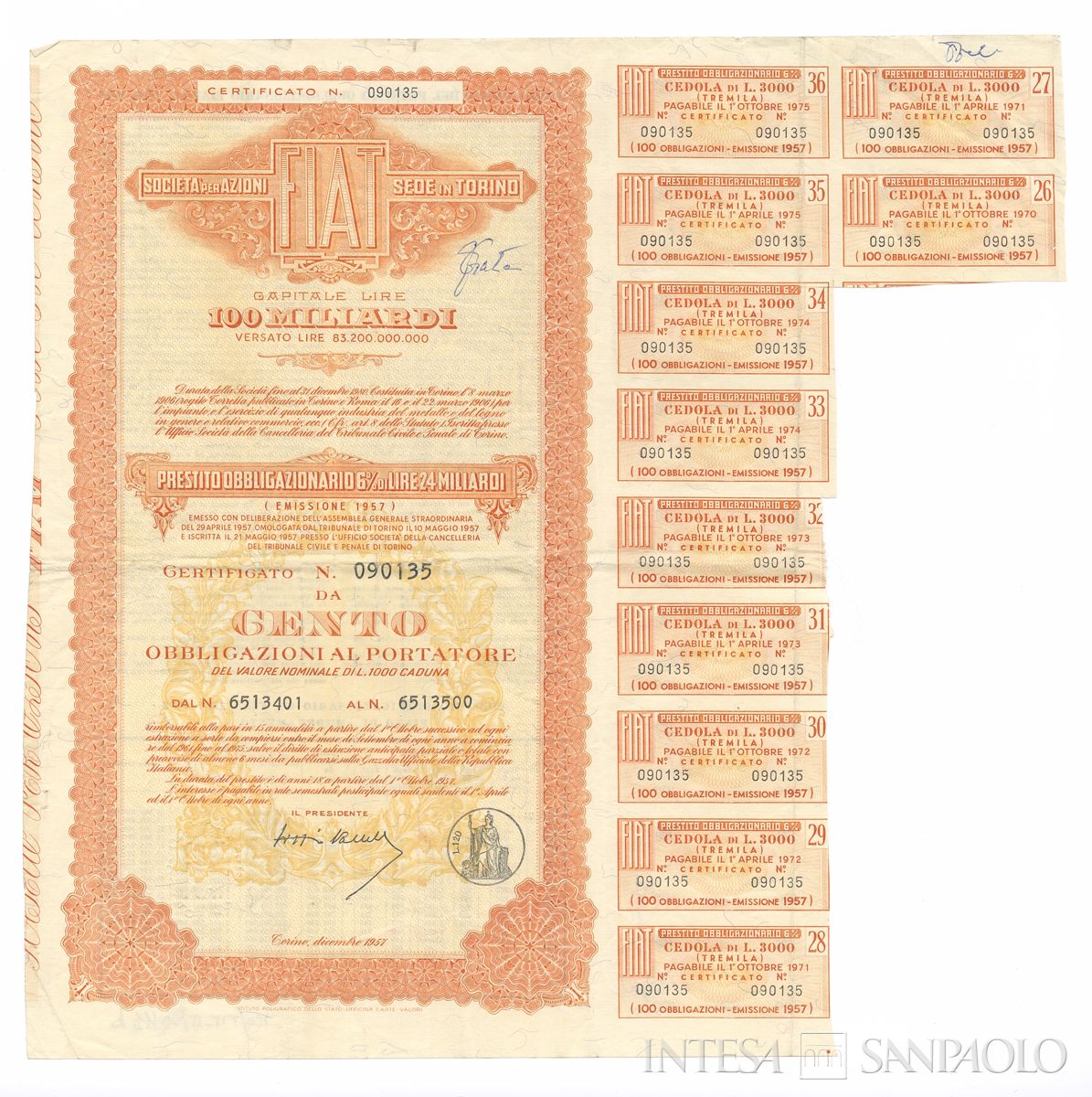FIAT SpA, certificati obbligazionari al portatore - recto b