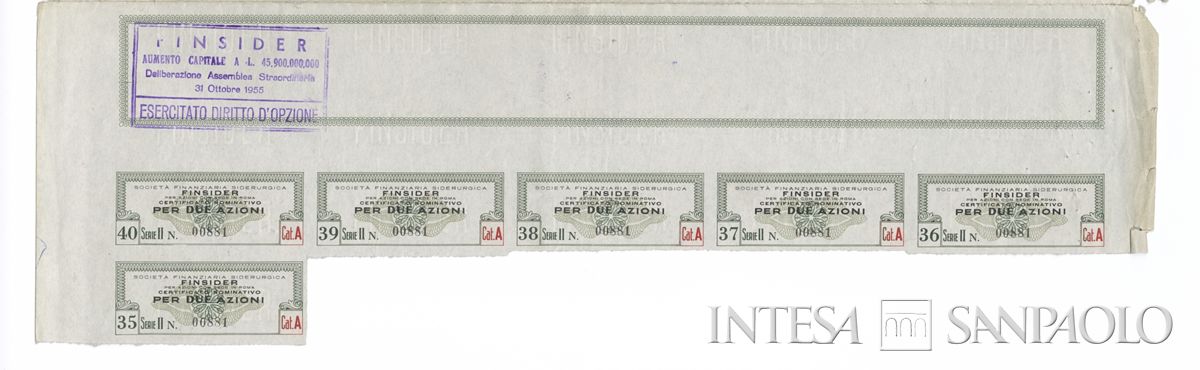 FINSIDER Società finanziaria siderurgica SpA, certificati azionari "Categoria A" nominativi - recto a