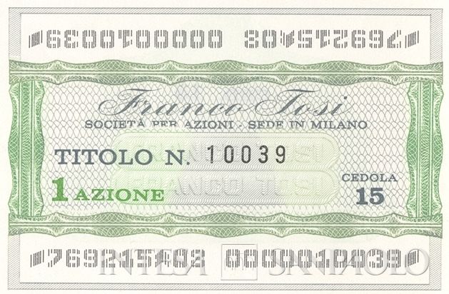 Franco Tosi SpA, certificato azionario nominativo - dettaglio