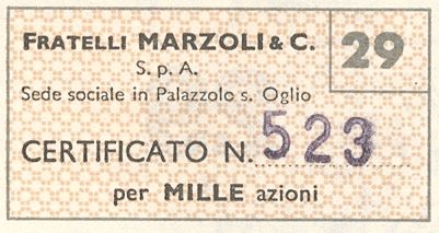 Fratelli Marzoli & C. SpA, certificati azionari nominativi - dettaglio b