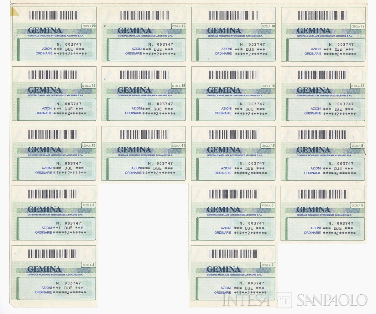 GEMINA SpA, certificati azionari nominativi - recto b