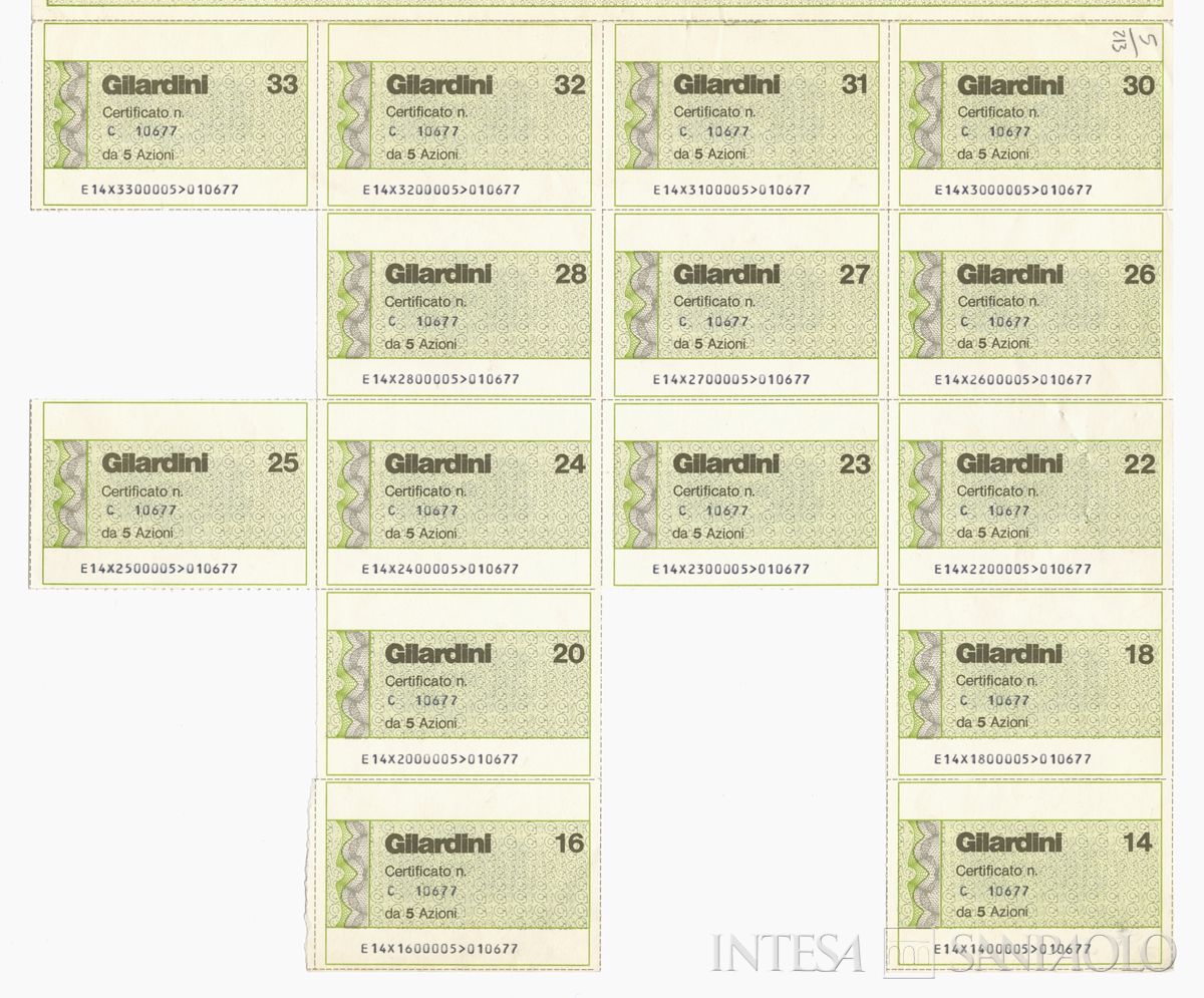 Gilardini SpA, certificati azionari nominativi - recto b