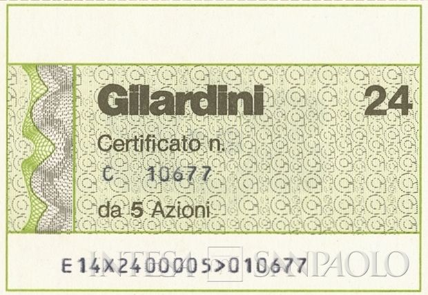 Gilardini SpA, certificati azionari nominativi - dettaglio b