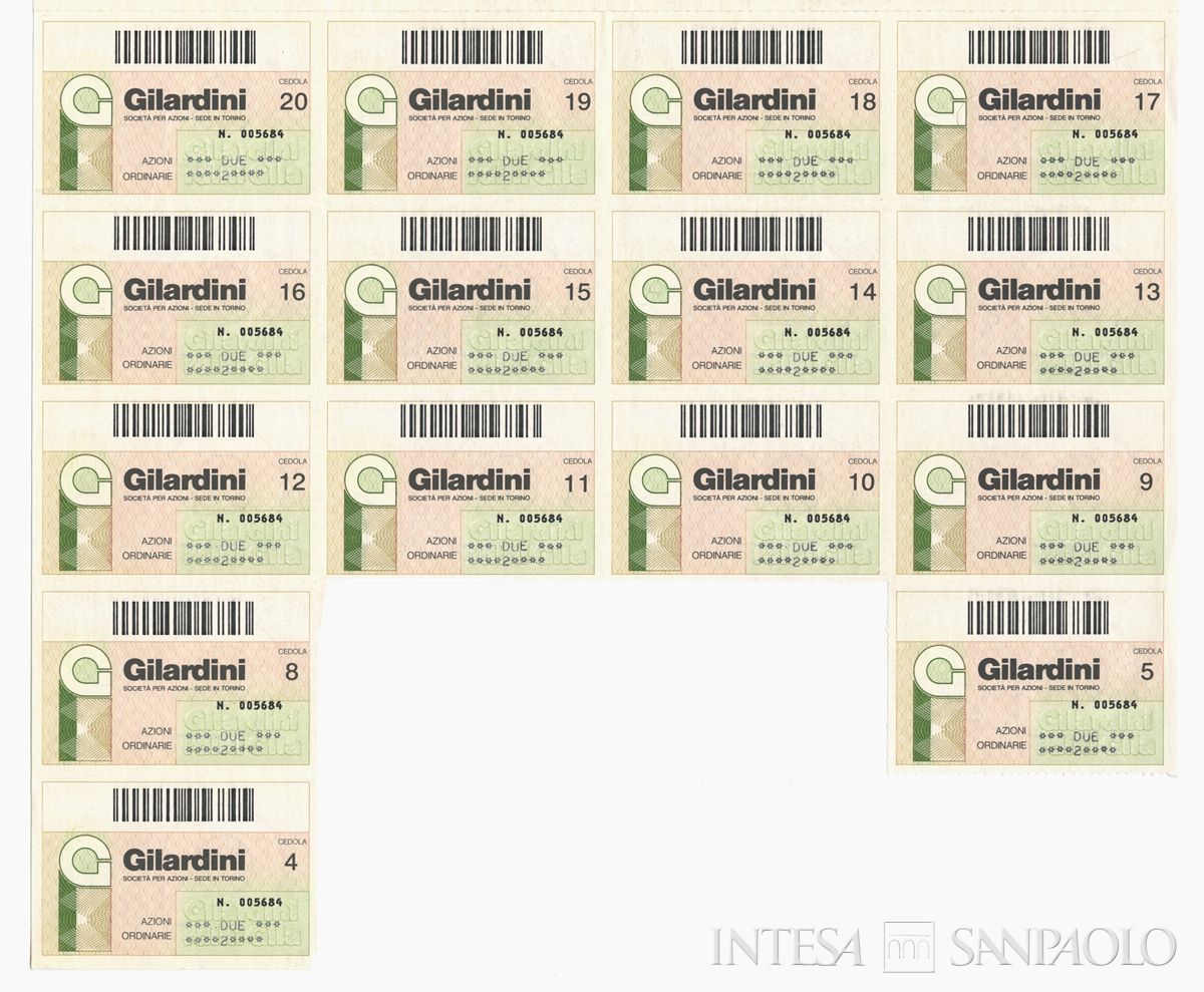 Gilardini SpA, certificati azionari nominativi - recto a