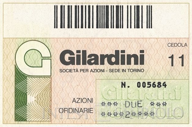 Gilardini SpA, certificati azionari nominativi - dettaglio a