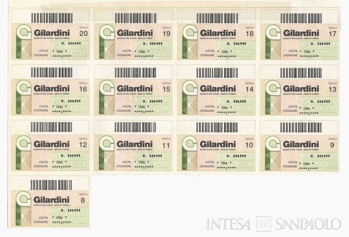 Gilardini SpA, certificati azionari nominativi - recto b