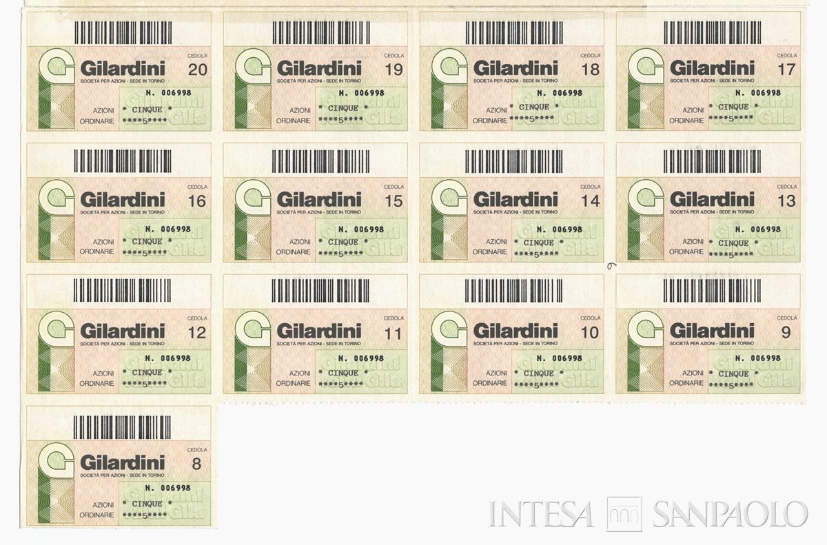 Gilardini SpA, certificati azionari nominativi - recto c