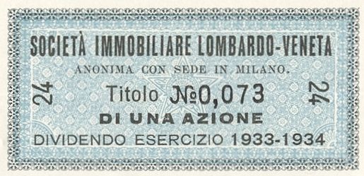 Immobiliare Lombardo-Veneta SpA, certificato azionario al portatore - dettaglio