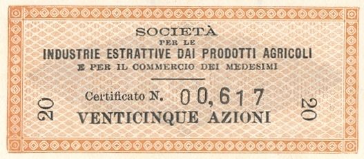 Industrie estrattive dai prodotti agricoli, certificati azionari al portatore - dettaglio c