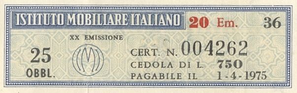 Istituto Mobiliare Italiano IMI, certificati obbligazionari al portatore - dettaglio a