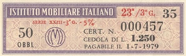 Istituto Mobiliare Italiano IMI, certificati obbligazionari al portatore - dettaglio a