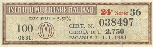 Istituto Mobiliare Italiano IMI, certificati obbligazionari al portatore - dettaglio b