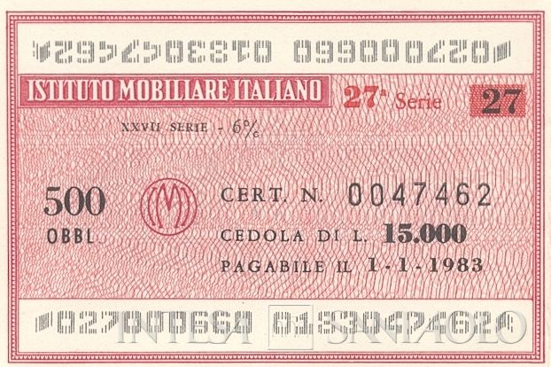 Istituto Mobiliare Italiano IMI, certificato obbligazionario al portatore - dettaglio