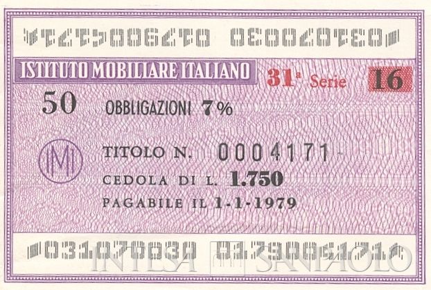 Istituto Mobiliare Italiano IMI, certificato obbligazionario al portatore - dettaglio