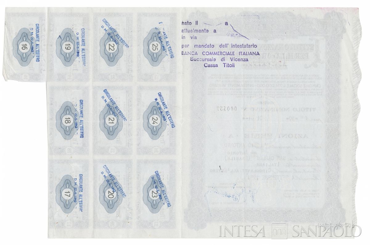 Istituto Nazionale di credito per il lavoro italiano all'estero ICLE, certificati azionari nominativi - verso b