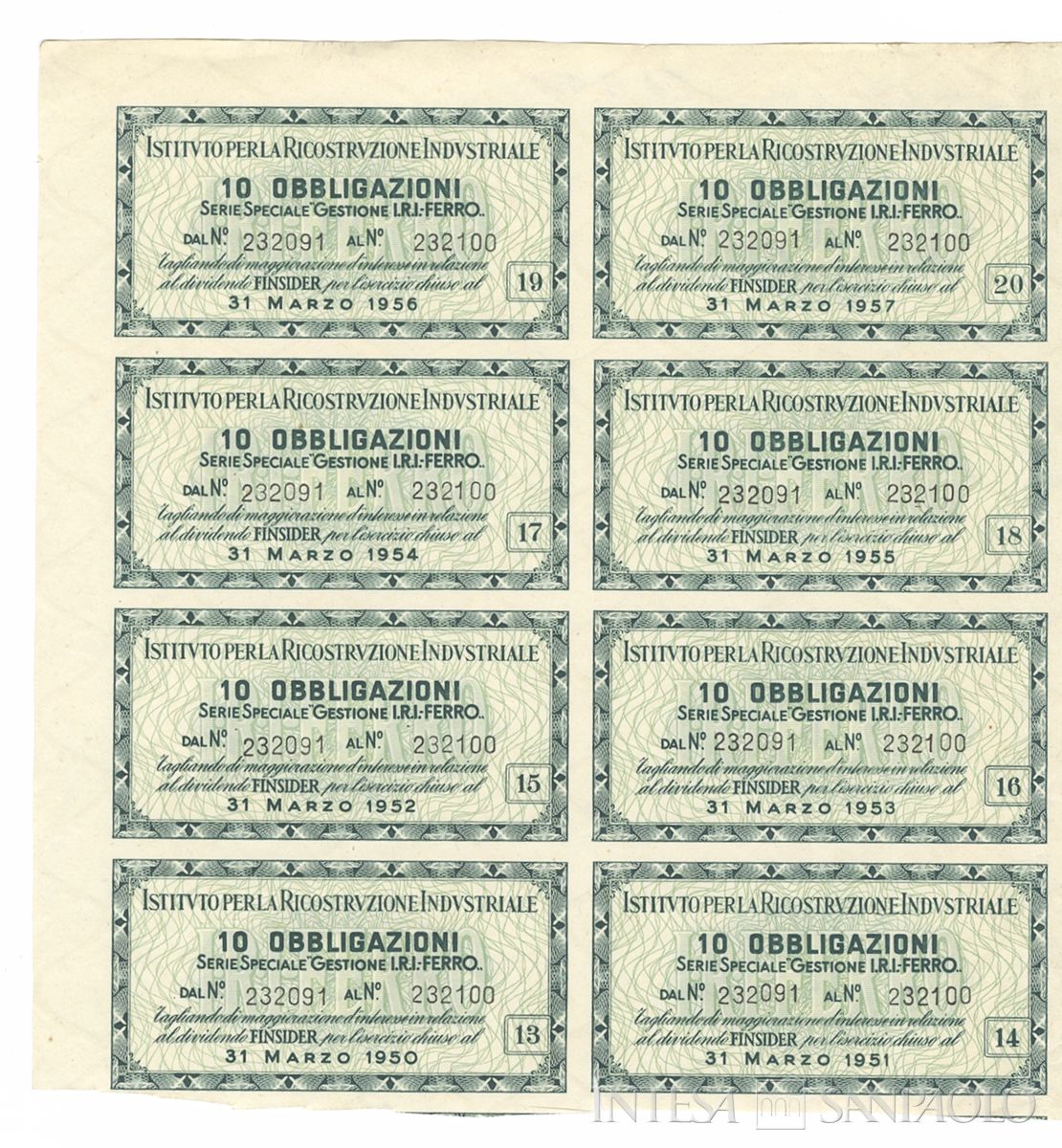 Istituto per la ricostruzione industriale IRI, certificato obbligazionario "Gestione IRI-Ferro" al portatore - recto