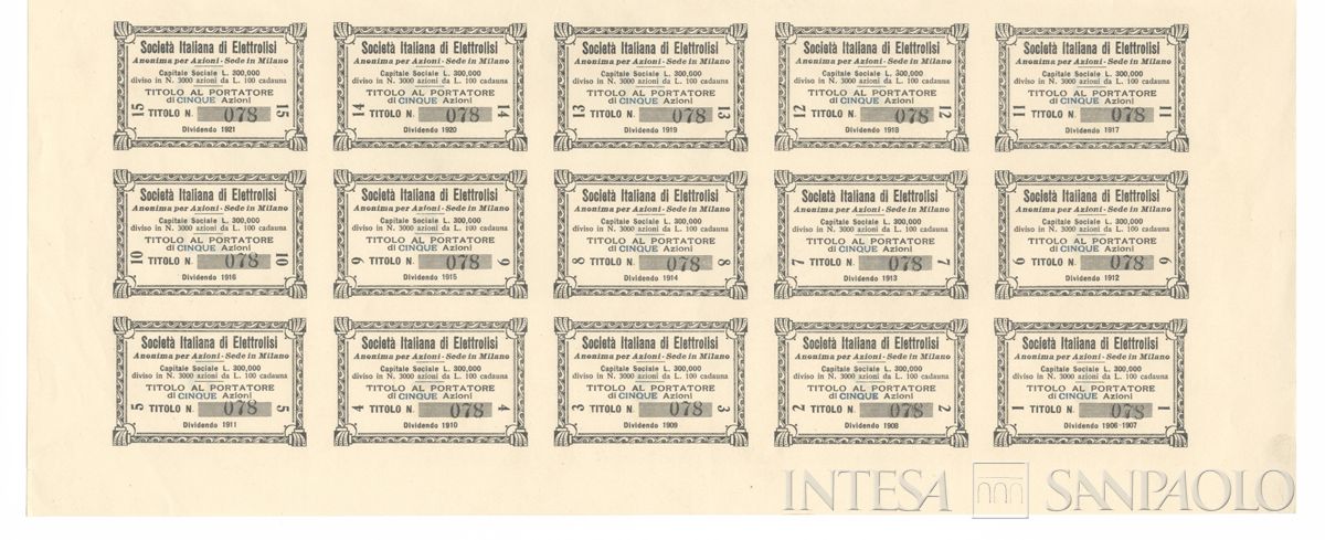 Italiana Elettrolisi SA, certificati azionari al portatore - recto b