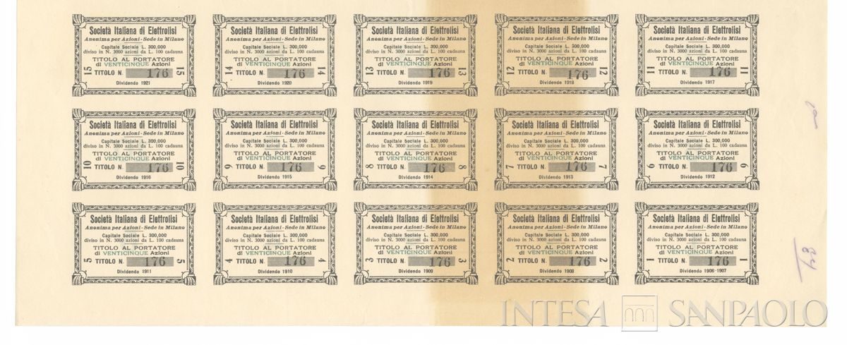 Italiana Elettrolisi SA, certificati azionari al portatore - recto c