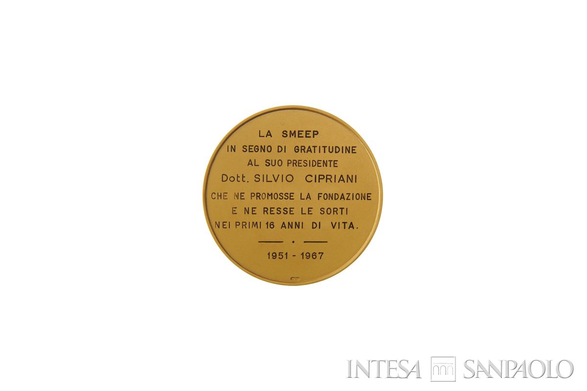 Società Mutua per l'edilizia economica e popolare fra il personale della B.C.I. (SMEEP), riconoscimento al presidente uscente Silvio Cipriani, 1967 (verso)