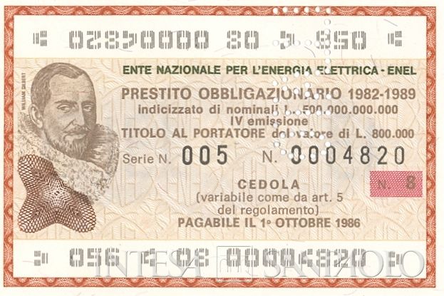 ENEL Ente nazionale per l'energia elettrica, certificato obbligazionario al portatore - dettaglio