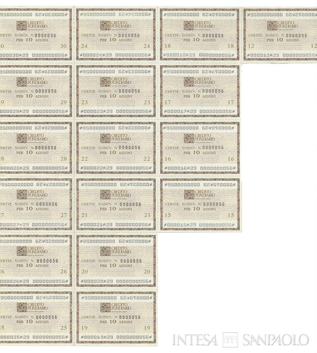 Credito Fondiario Spa, certificati azionari nominativi - recto a