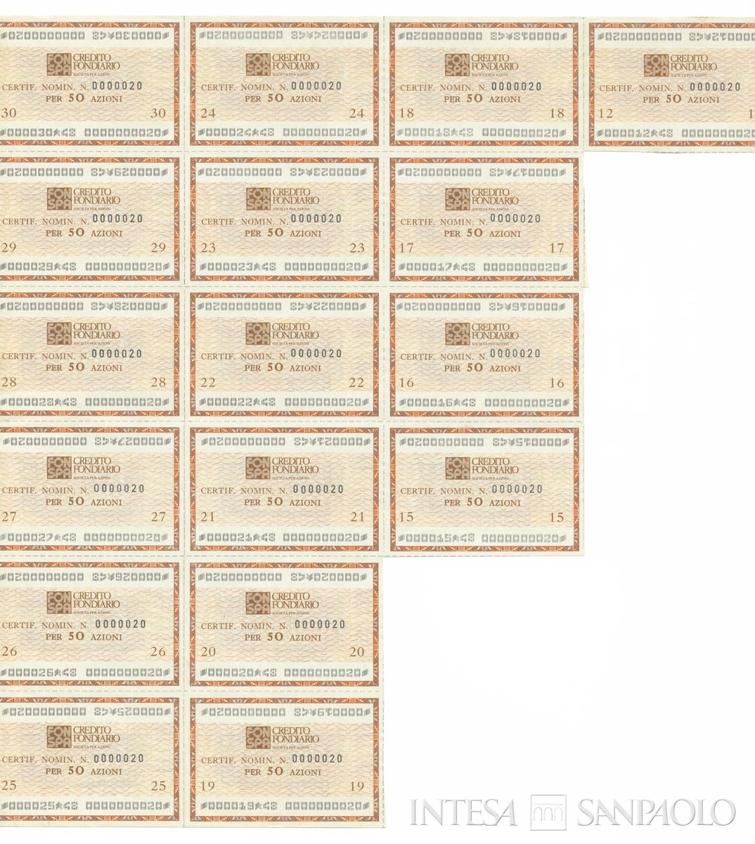 Credito Fondiario Spa, certificati azionari nominativi - recto b