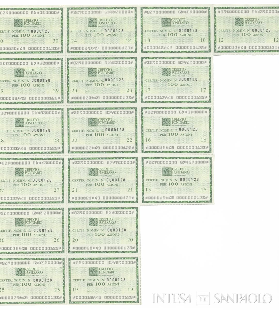 Credito Fondiario Spa, certificati azionari nominativi - recto c