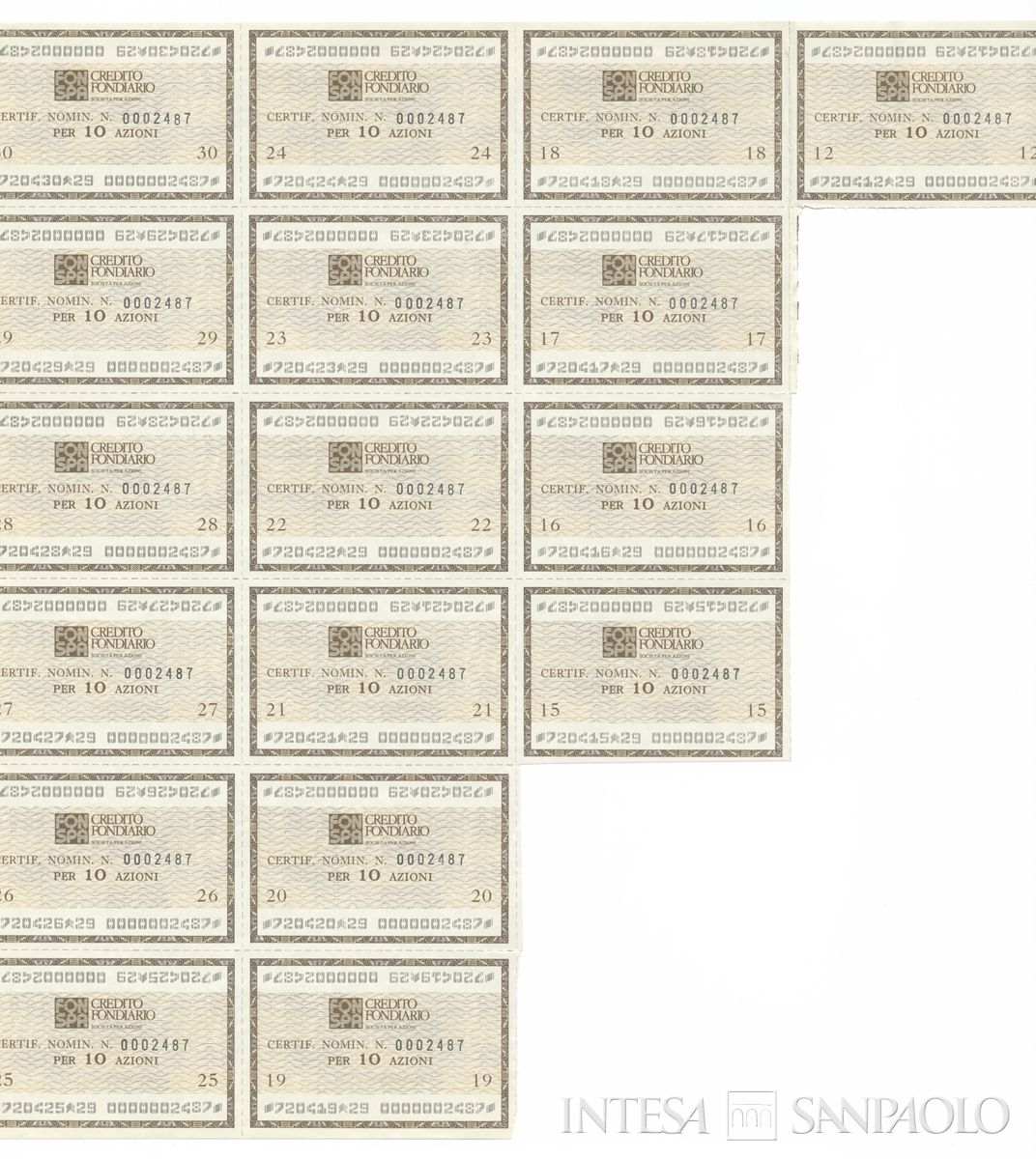 Credito Fondiario Spa, certificati azionari nominativi - recto f