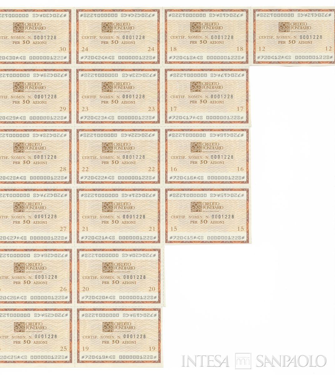 Credito Fondiario Spa, certificati azionari nominativi - recto g