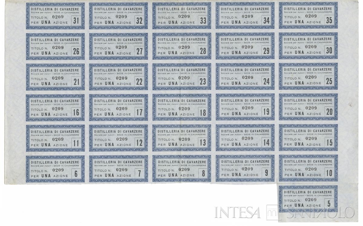 Distilleria di Cavarzere SpA, certificati azionari nominativi - recto a
