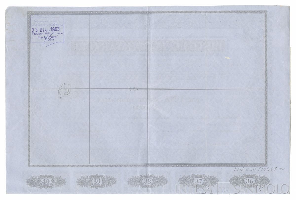 Distilleria di Cavarzere SpA, certificati azionari nominativi - verso a