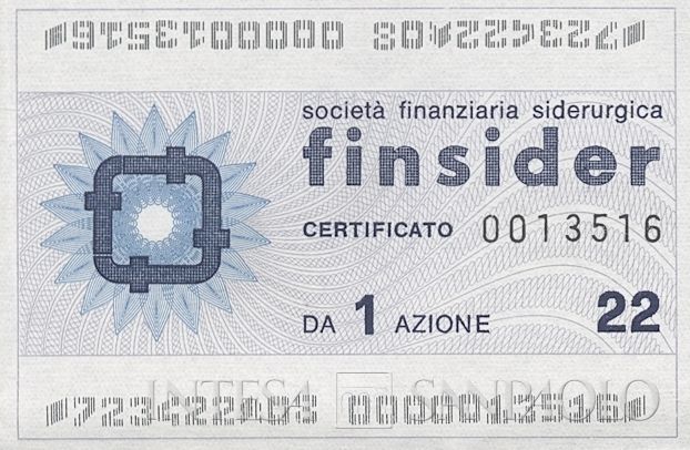 FINSIDER Società finanziaria siderurgica SpA, certificati azionari nominativi - dettaglio a