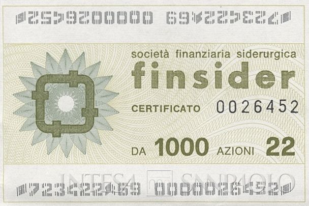 FINSIDER Società finanziaria siderurgica SpA, certificati azionari nominativi - dettaglio c