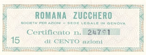Romana zucchero SpA, certificati azionari nominativi - dettaglio b