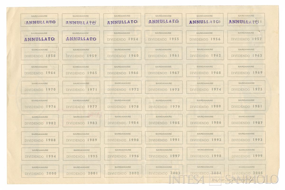 Sardamare SpA, certificati azionari nominativi - verso a