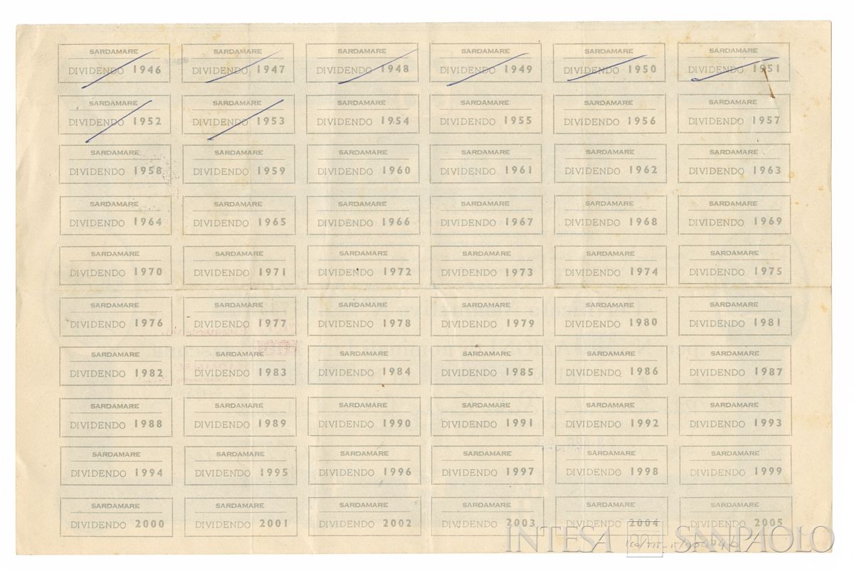 Sardamare SpA, certificati azionari nominativi - verso b