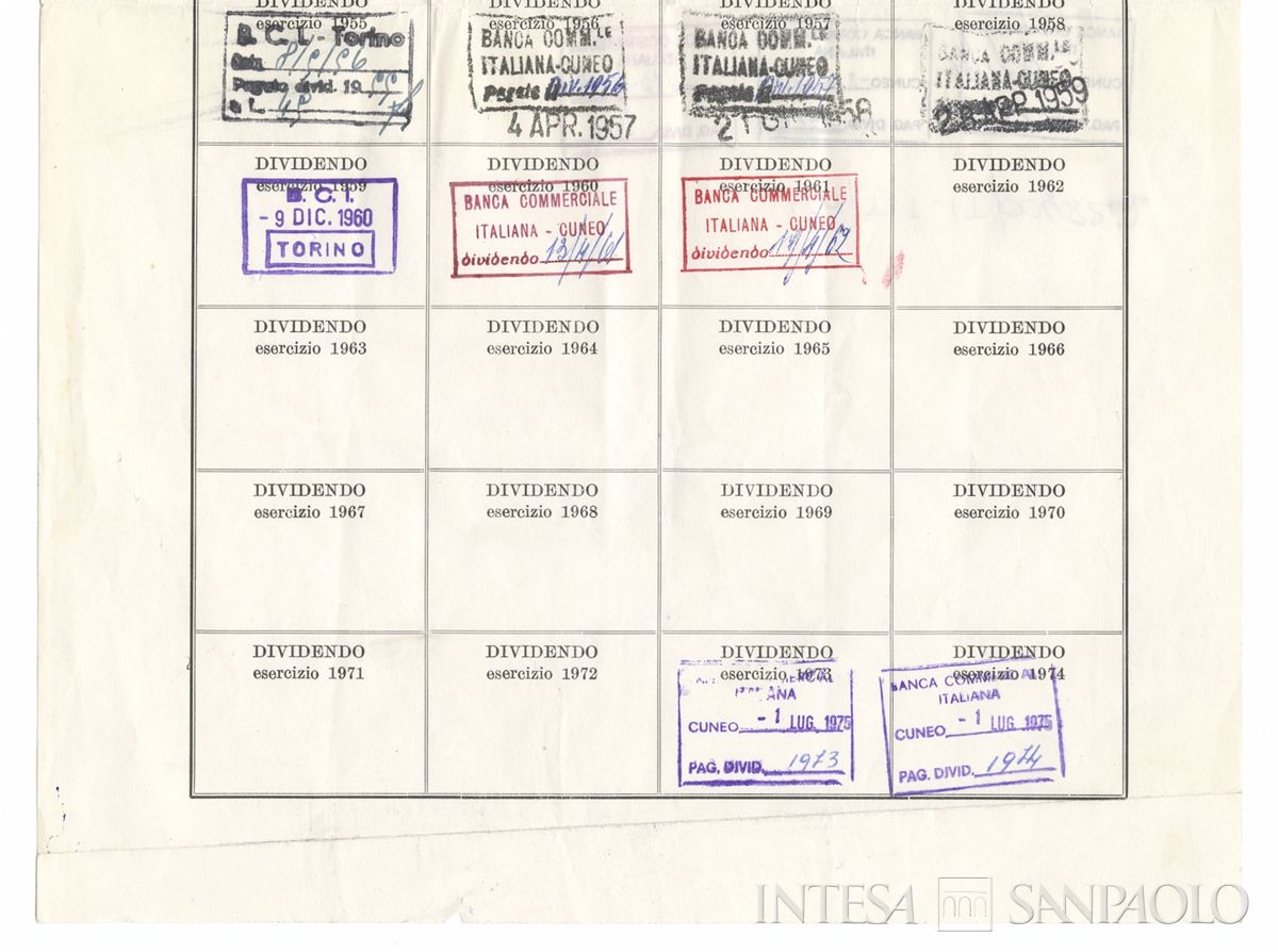 Banca Commerciale Italiana, certificati azionari nominativi - verso a