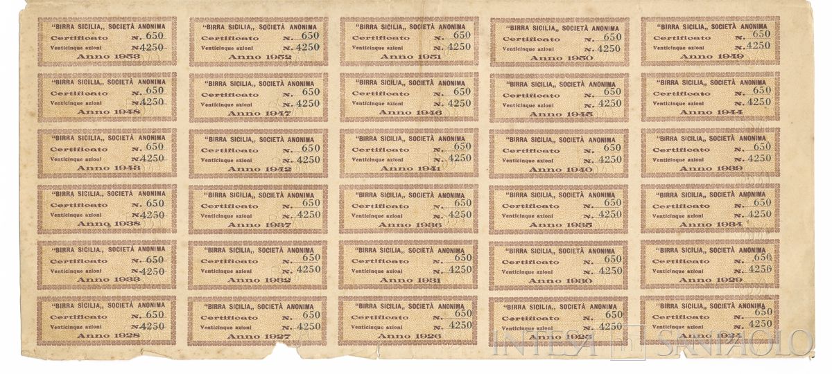 Birra Sicilia SA, certificati azionari al portatore - recto b