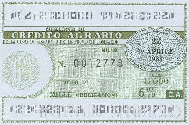 Credito Agrario della Cariplo, cartella al portatore - dettaglio