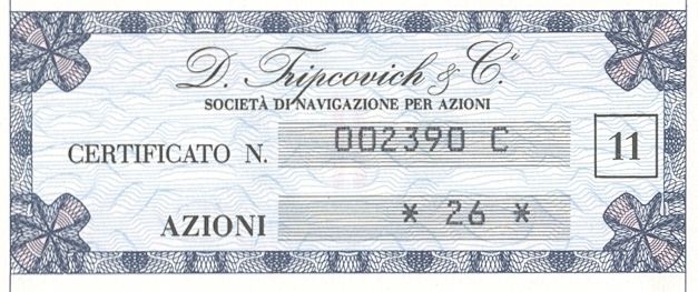D. Tripovich & Ci. di Navigazione SpA, certificati azionari nominativi - dettaglio a